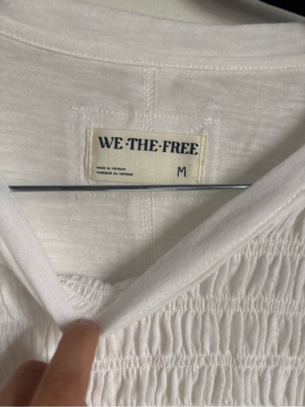 Free People White Smocked Short Sleeve Ruffle Hem Top - Picture 2 of 3